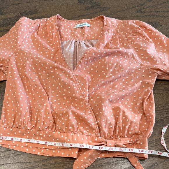 Madewell Star Print Wrap Top M Orig Retail $79.50 Long Sleeve Tie Waist - Picture 5 of 5